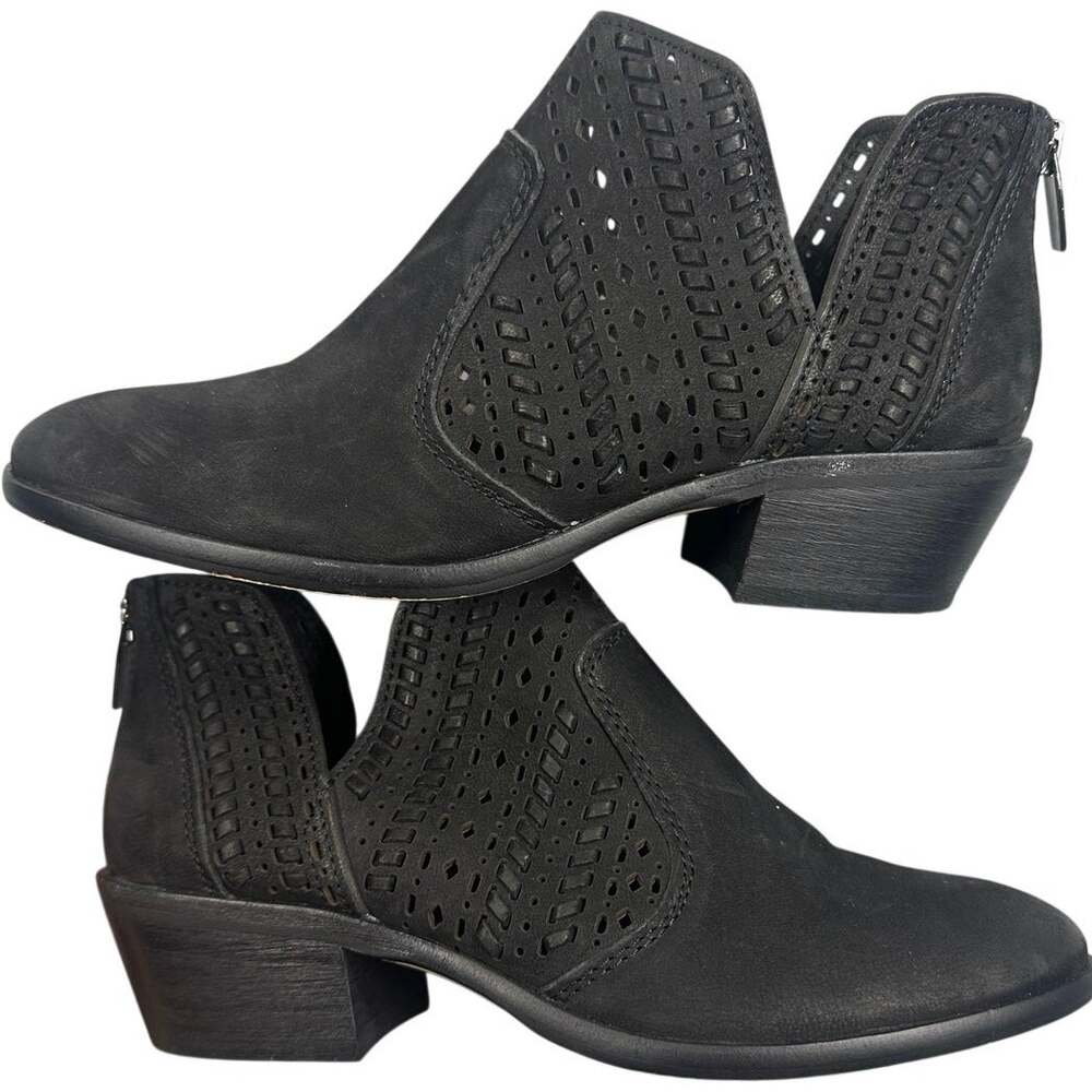 Vince Camuto Boots Prasata Cutout Perforated Leather Black 7M